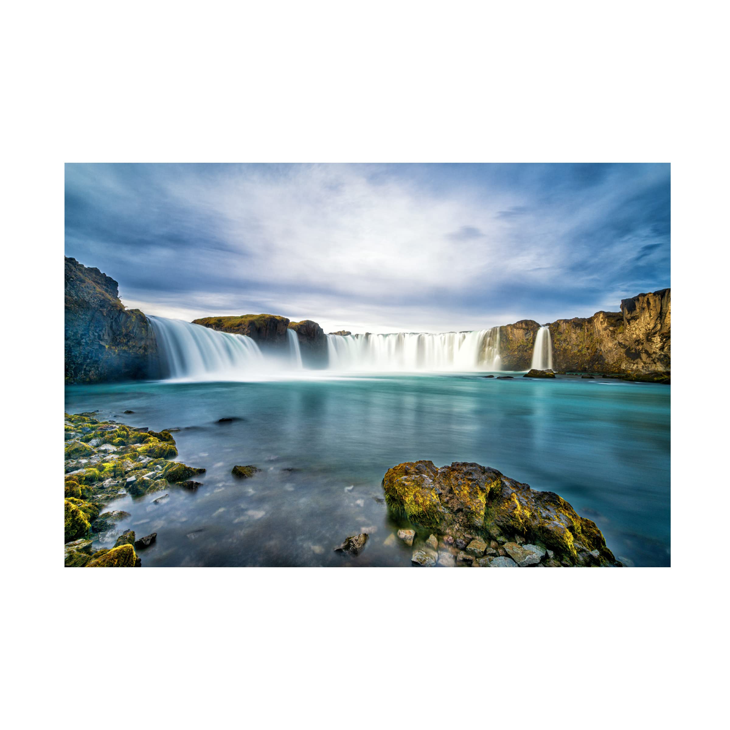 Trademark Fine Art 'Godafoss' Canvas Wall Art by Jeffrey C. Sink - Stunning Waterfall Landscape Painting for Living Room, Bedroom & Office Decor