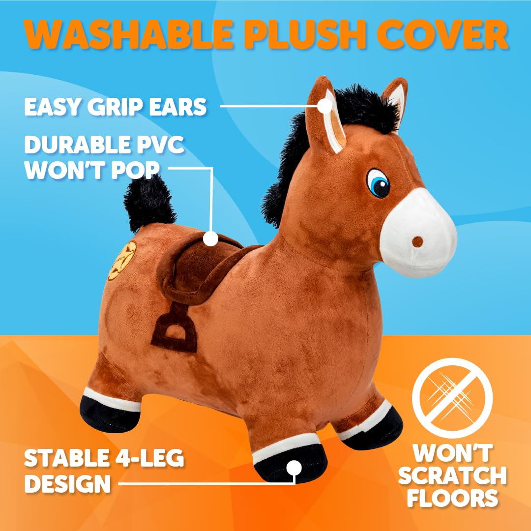 Inflatable Animal Hopper Toy for Kids - Bouncy Ride-On Plush Toy with Pump for Boys & Girls Ages 2+ | Indoor & Outdoor Play, Birthday Gifts, Backyard Fun, Preschool Activity