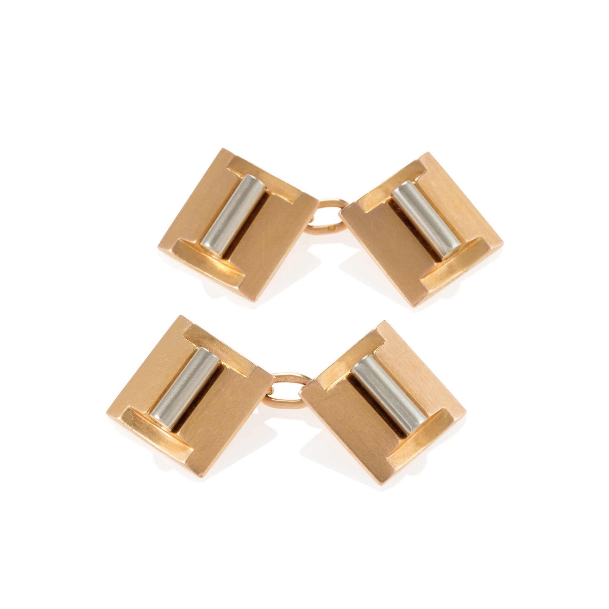Elegant Gold & Platinum Geometric Cufflinks for Men - Perfect for Weddings, Business Meetings & Formal Events