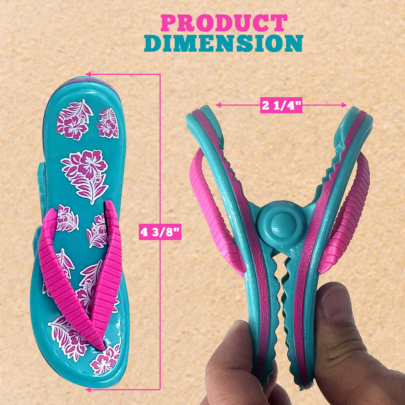 PERFORMORE Flip Flop Beach Towel Clips (Pink Strap) - 2 Pack Portable Towel Holder for Beach, Pool, Boat & Cruise - Secure Towel Clips for Lounge Chairs, Deck & Patio Accessories - Perfect for Sunbathing, Swimming & Outdoor Relaxation