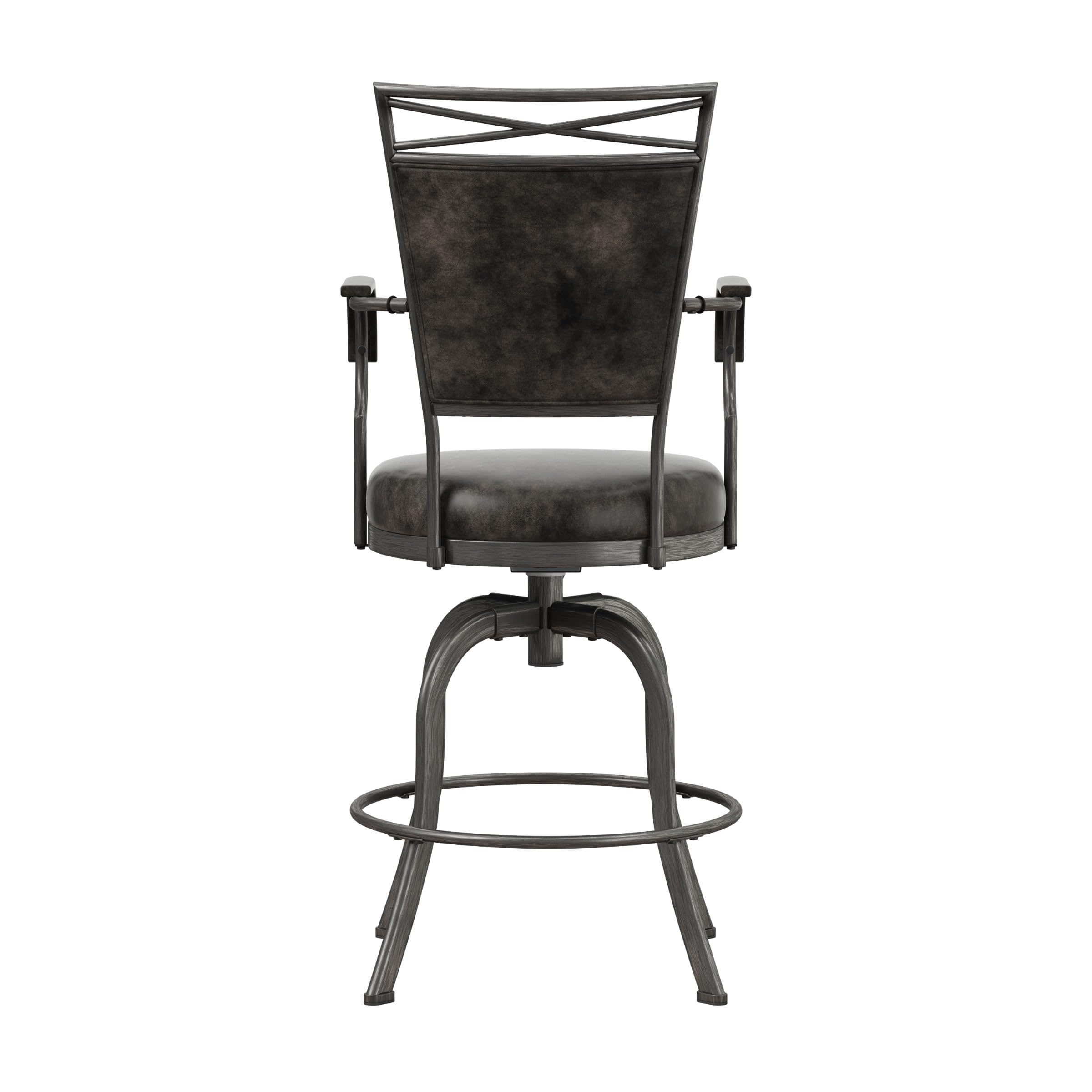 Hillsdale Bridgetown Metal Counter Height Swivel Bar Stool in Pewter - Perfect for Kitchen Islands, Breakfast Bars & Home Decor