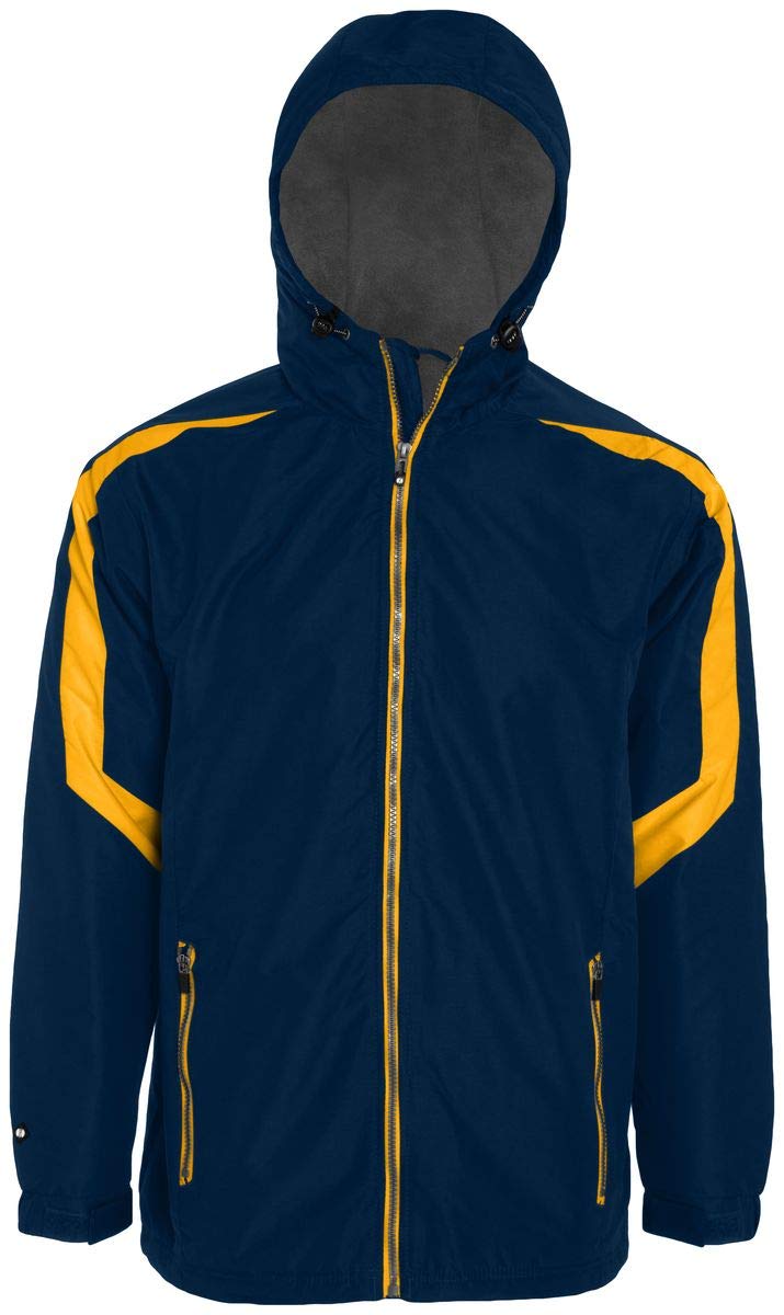 Holloway Men's Polyester Full Zip Charger Jacket - Lightweight, Breathable, Navy & Gold - Perfect for Outdoor Activities, Work, and Casual Wear
