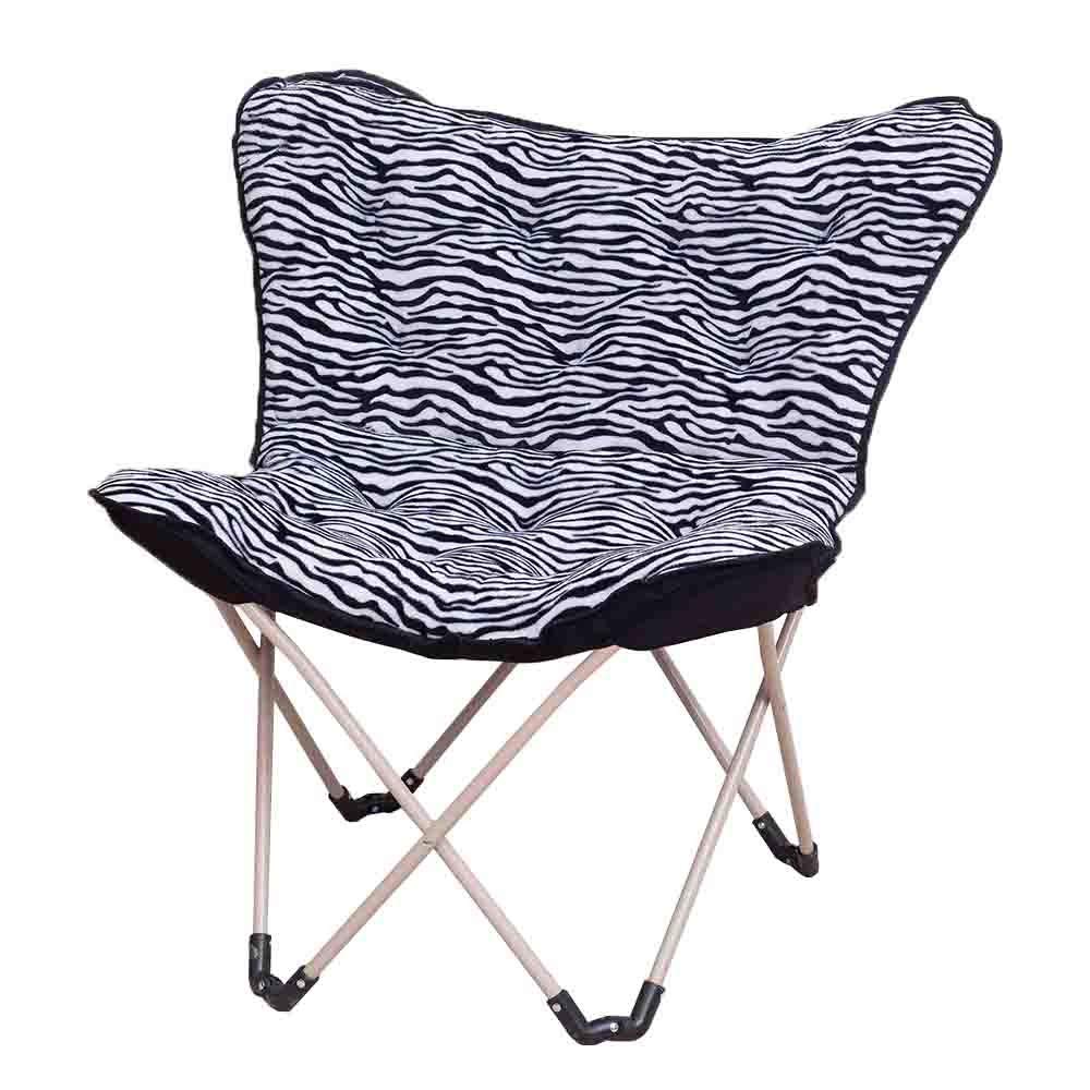 **Axdwfd Folding Chair - Portable Butterfly Sun Chair for Balcony, Patio, Beach & Indoor Use - Comfortable Lazy Sofa Chair in Zebra Print - Perfect for Relaxing, Lounging & Home Decor**