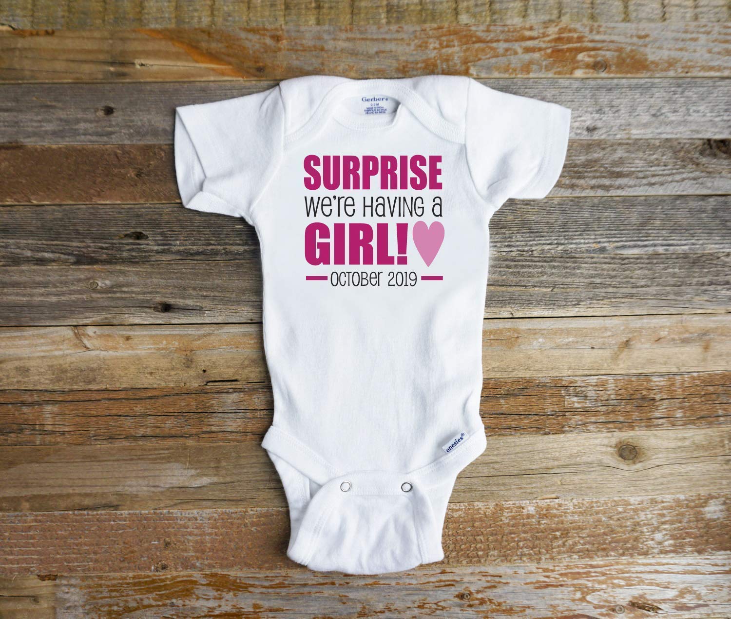 Gender Reveal Onesie - 'Surprise We're Having a Girl' or 'It's a Boy' Baby Announcement Outfit for Pregnancy Reveal Parties & Newborn Photoshoots