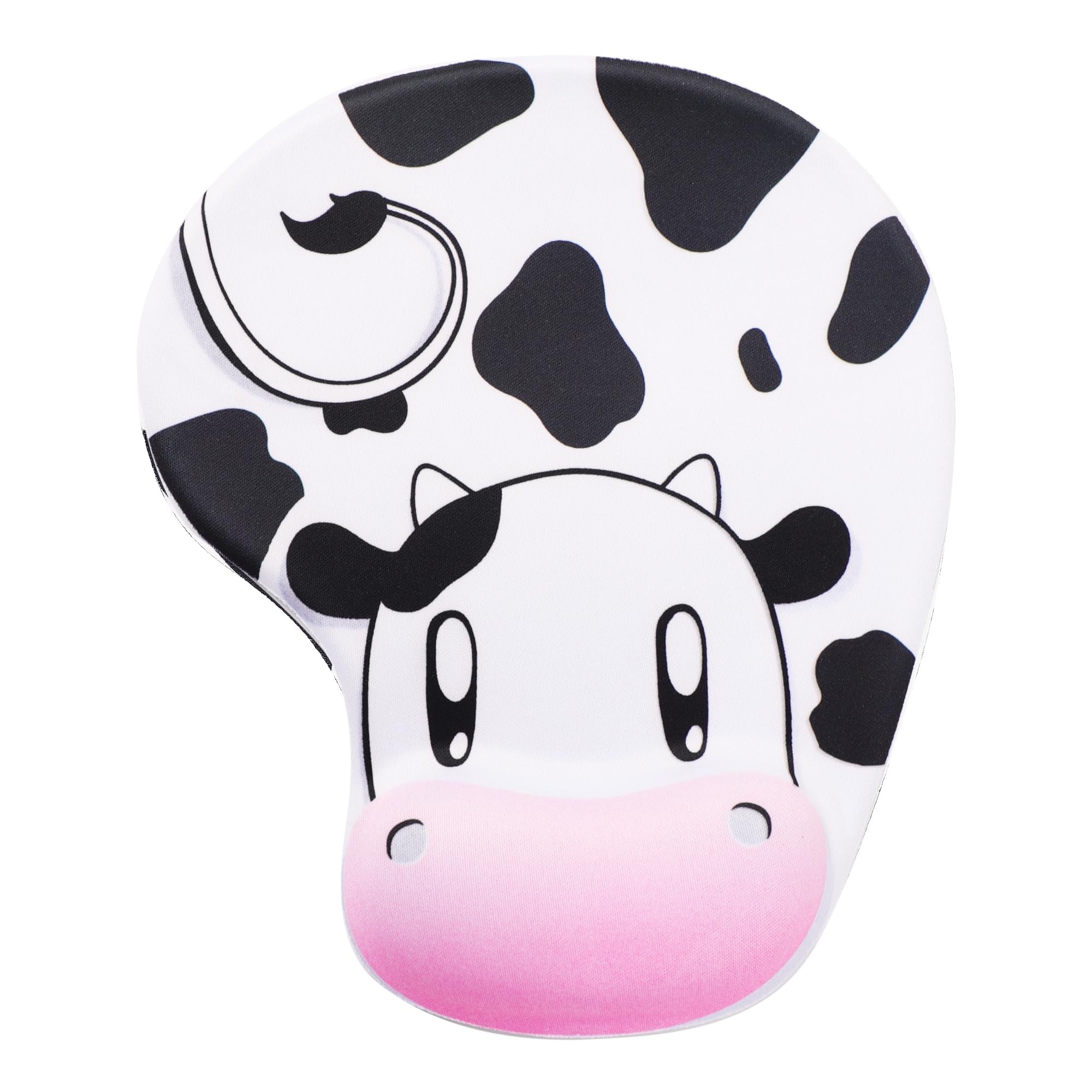 Ergonomic Mouse Pad with Wrist Support - Cute Cow Print Design, Non-Slip Rubber Base, Comfortable for Office & Home Use (9.1 x 7.5 Inches, Black & White) - Perfect for Long Computer Work Sessions, Gaming, and Typing Comfort