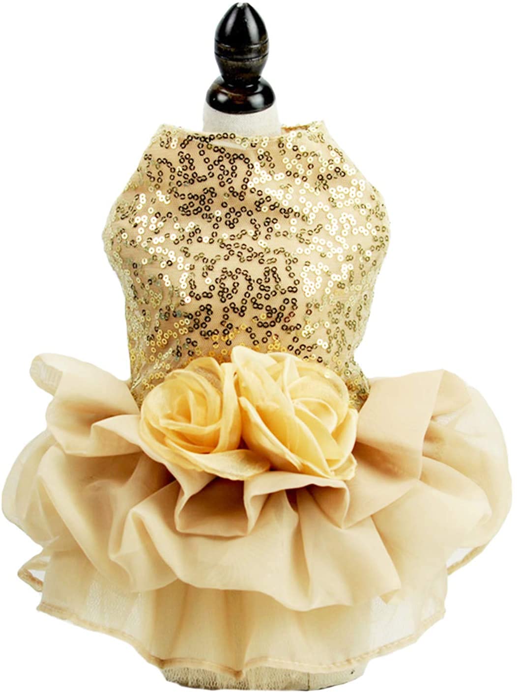 Luxury Dog Tutu Skirt - Gold Princess Wedding Dress for Small Dogs & Cats (XS) - Perfect for Weddings, Parties & Special Occasions