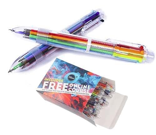 24 Pack Multicolor Pens - 6-in-1 & 10-in-1 Retractable Ballpoint Pens Set with 6 Vibrant Colors - Smooth Writing for School, Office & Note Taking - Perfect Back to School Supplies & Gift Idea