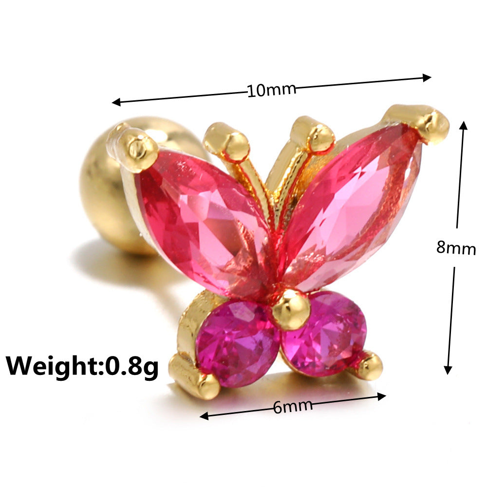 20G Butterfly Hypoallergenic Barbell Daith Stud Piercings - Surgical Steel Earrings for Sensitive Ears | Perfect for Cartilage, Helix & Tragus Piercing Jewelry | EGD0200