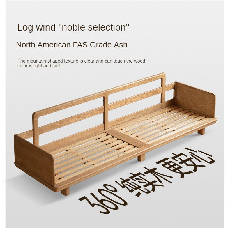 Modern Solid Wood Down Straight Sofa - Black Walnut & Ash Wood Frame - Perfect for Living Room, Lounge, or Office Comfort