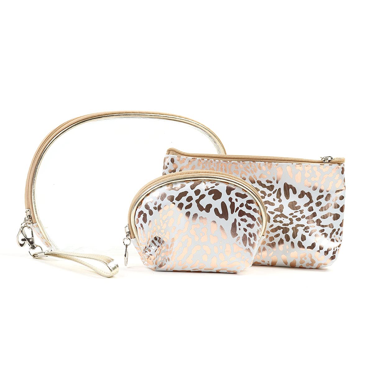 Nollia 3-Piece Leopard Print Makeup Bag Set for Women - Waterproof Cosmetic & Toiletry Organizer - Perfect for Travel, Gym, and Daily Essentials Storage