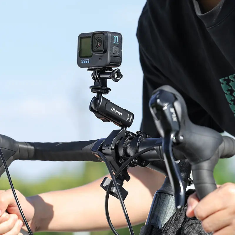 Ulanzi Universal Bike & Motorcycle Handlebar Mount for GoPro Hero 13, Insta360 & Action Cameras - Secure Clamp for Cycling, Motorcycling & Outdoor Adventures - Model C018GBB1