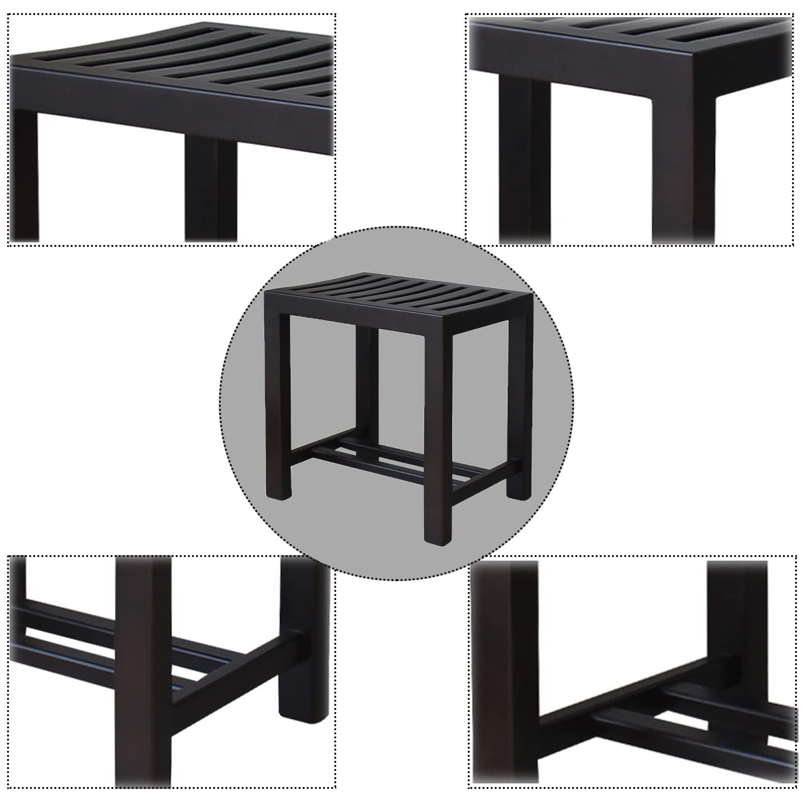 Non-Slip Wooden Shower Bench - 44x33x44.5cm Bathroom Stool for Adults, Spa Bathtub Chair, Durable Shoe Changing Stool for Living Room, Bedroom & Kitchen - Perfect for Relaxing Baths and Home Organization