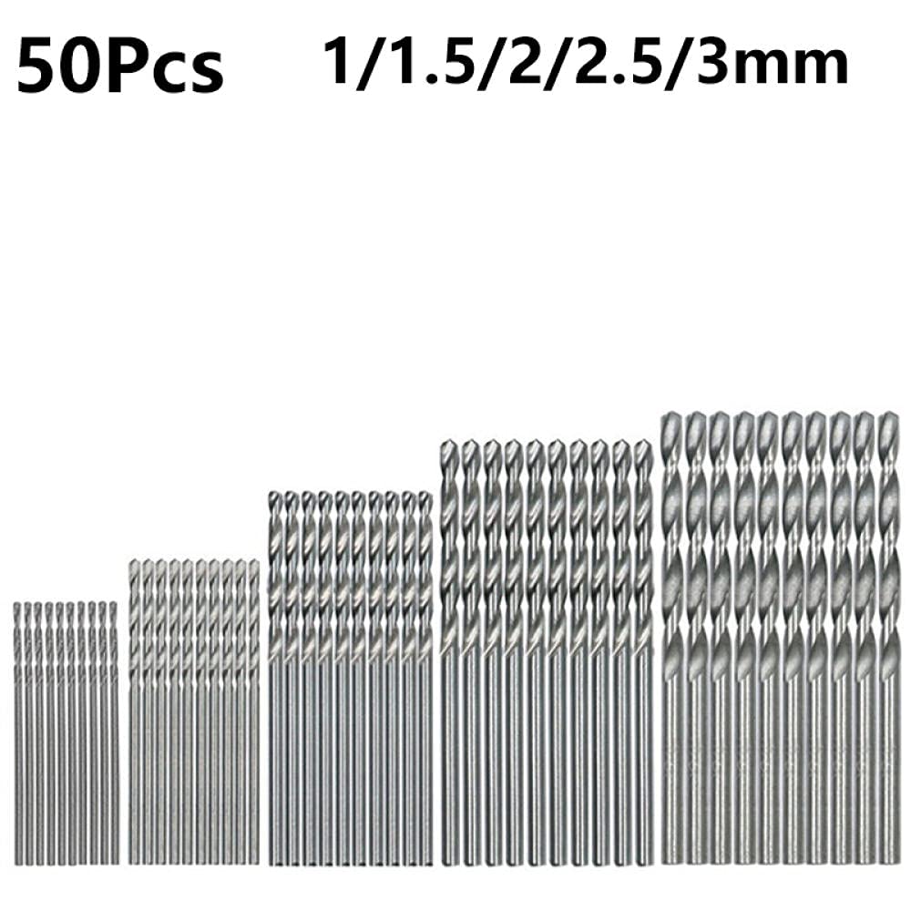 50pcs Titanium Coated HSS Drill Bit Set - High Speed Steel Twist Drill Bits (1/1.5/2/2.5/3mm) for Metal, Wood & Plastic - Perfect for DIY Projects, Home Repair & Professional Use
