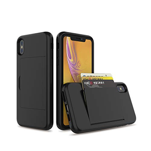 iPhone X/XS Wallet Case with Credit Card Slot & Card Holder - Slim Protective Cover for Daily Use, Travel & Business (Black)
