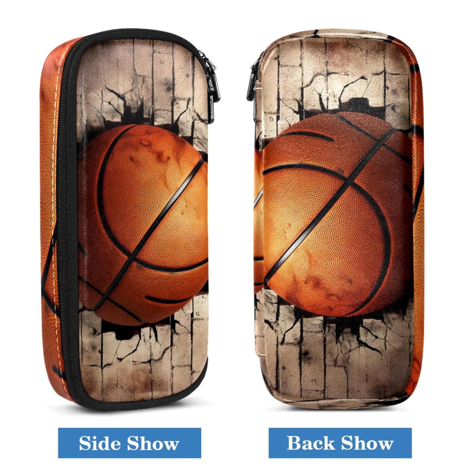3D Basketball Pattern Pencil Pouch - Small Pen Case for School, Office & Travel - Durable Zippered Pencil Holder for Students, Artists & Professionals