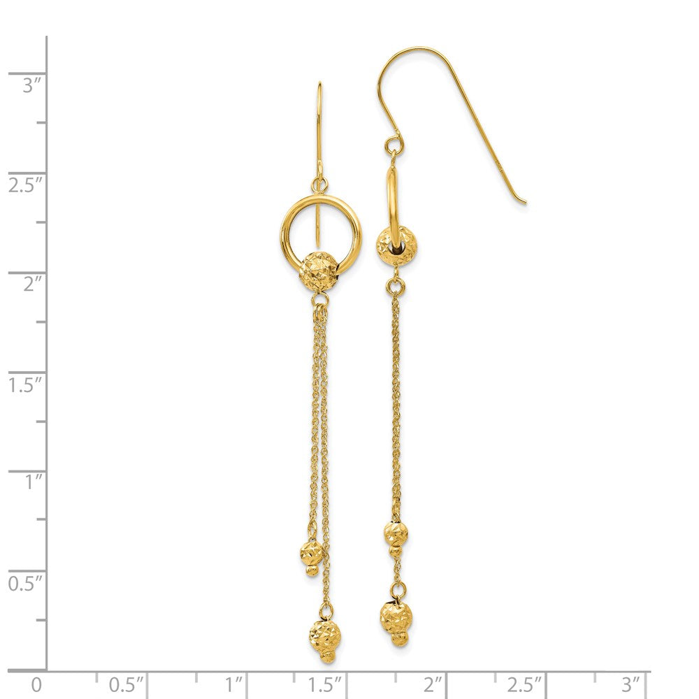 Gold Diamond Cut Dangle Shepherd Hook Earrings TL861 - Elegant Fashion Jewelry for Women, Perfect for Parties, Weddings & Special Occasions