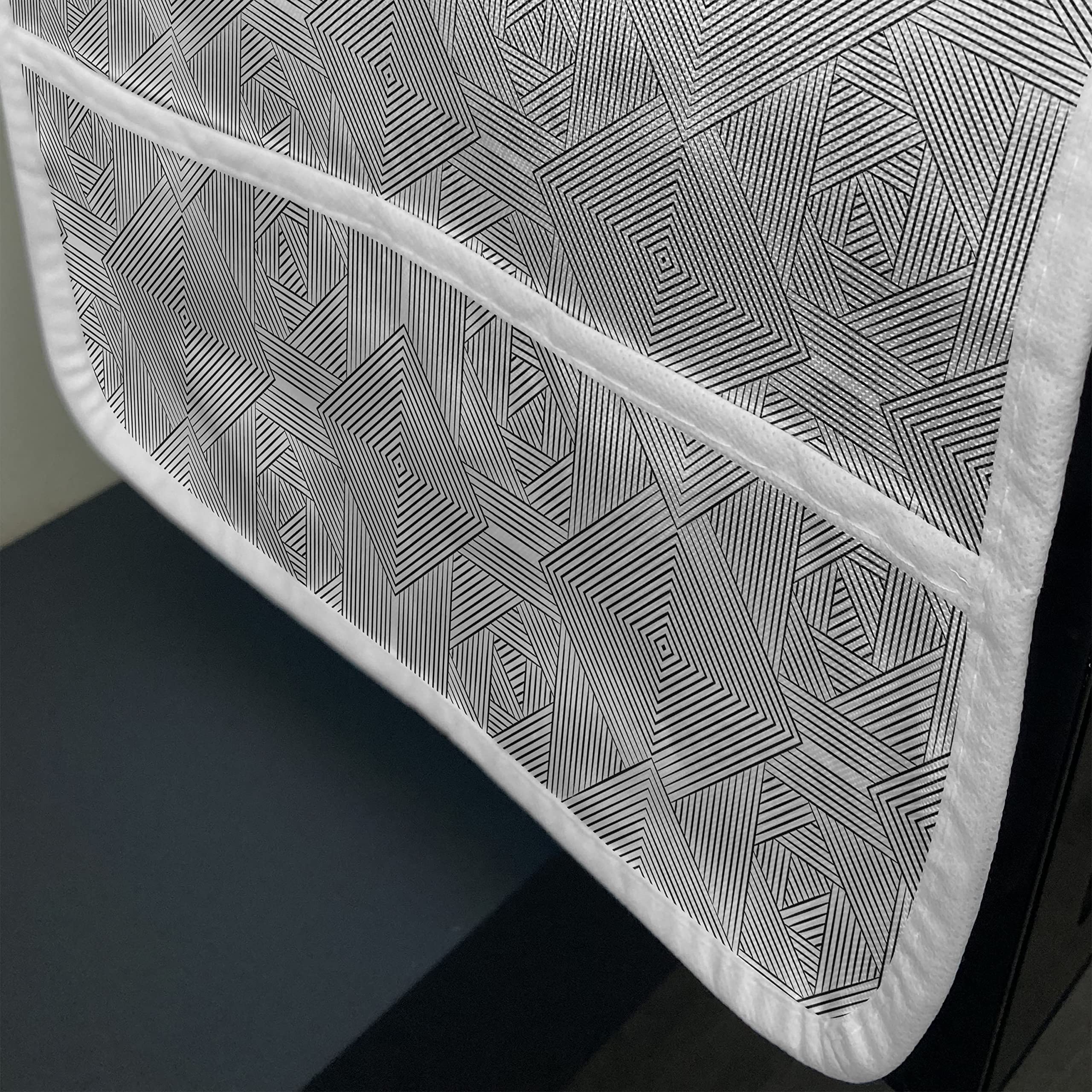 Ambesonne Geometric Microwave Cover - Waterproof Kitchen Organizer with Pockets, 36