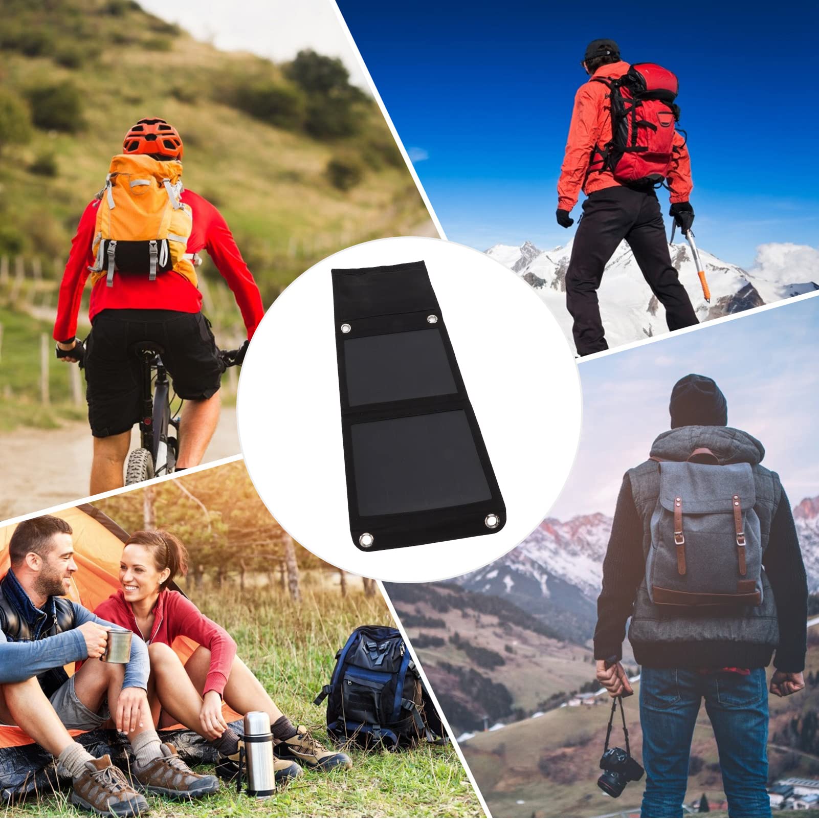 EVTSCAN 12W 5V Portable Foldable Solar Panel with USB Output - Lightweight Polycrystalline Solar Charger for Camping, Hiking, Emergency Power (Compatible with Smartphones, Laptops, Smartwatches, LED Flashlights)