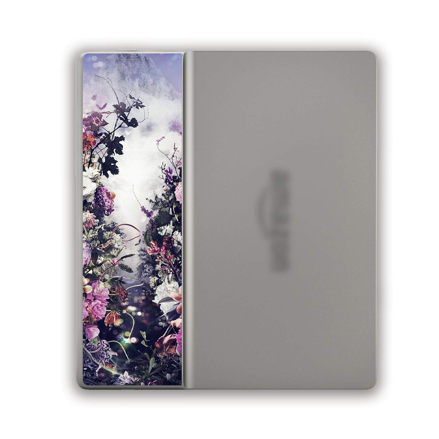 Premium Leather Case Cover for Kindle Oasis - Dark Flower Design | Protective Sleeve with Stickers | Perfect for Reading, Travel & Gifts