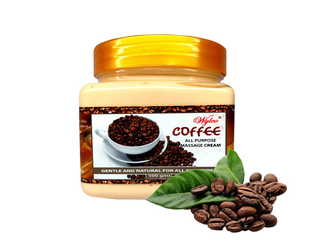 Wylco Coffee Massage Cream for Face & Body - Anti-Aging Firming Moisturizer with Coffee Extracts | Smooths & Tightens Skin | Suitable for All Skin Types | Perfect for Spa, Home Massage & Skincare Routine