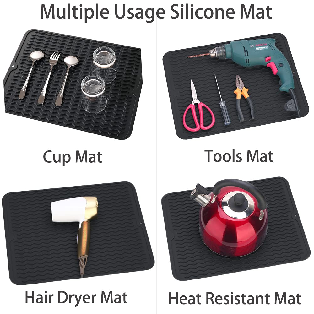 LIMNUO Silicone Dish Drying Mat - Heat Resistant, Eco-Friendly Kitchen Trivet for Countertop, Dishwasher Safe & Easy Clean (12