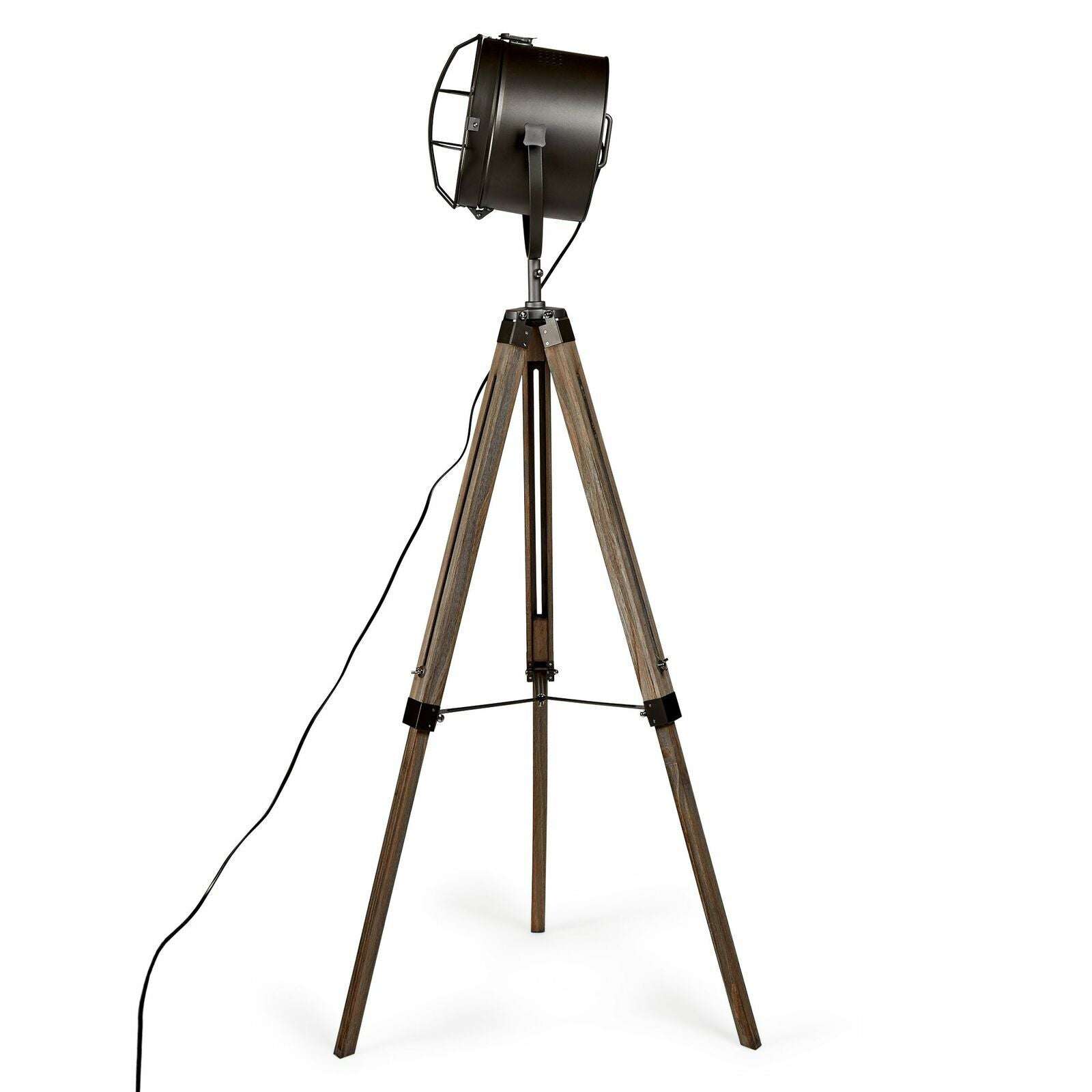 153cm Nautical Tripod Floor Lamp with Matte Grey Head - Adjustable Spotlight for Living Room, Bedroom, or Office Lighting Decor