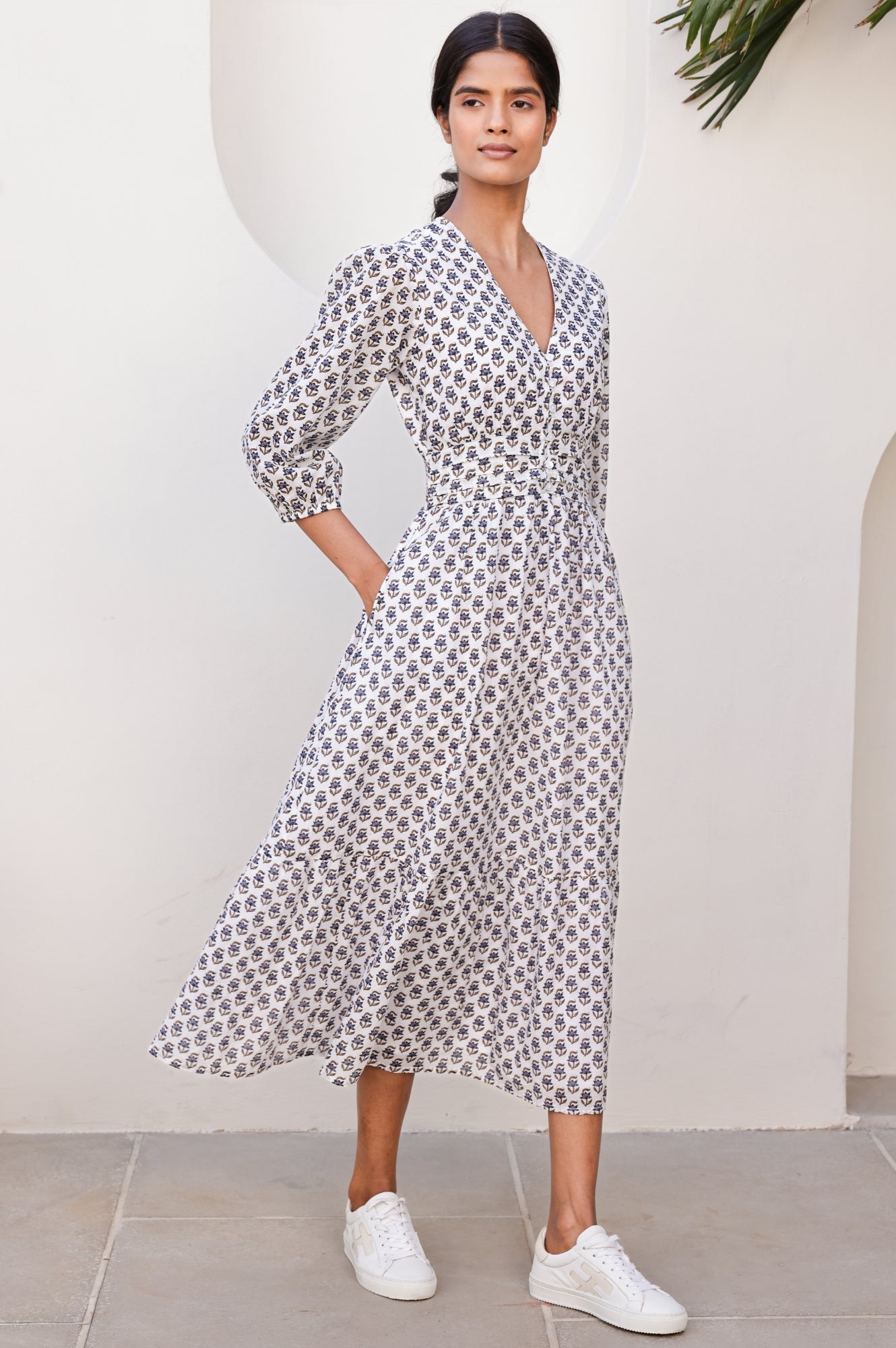 Jyoti Dress | Jasmine Neutral Floral Print Maxi Dress for Women - Perfect for Summer Weddings, Beach Vacations & Boho Chic Outfits