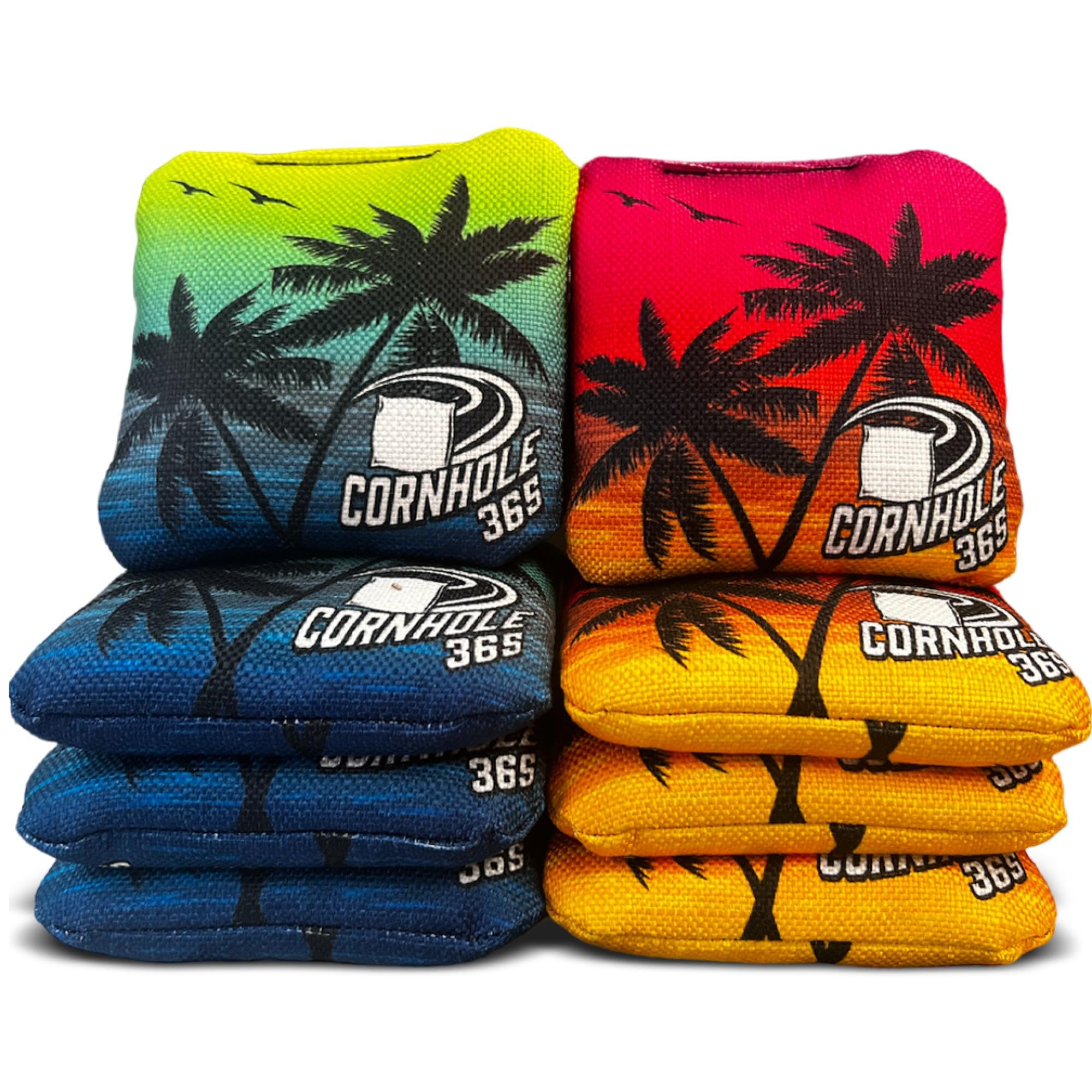 Premium Cornhole365 Themed Cornhole Bags - All-Weather Heavy-Duty Polyester with Resin Filling - Double-Stitched Duck Cloth Professional Bean Bags for Indoor & Outdoor Cornhole Games - Perfect for Backyard Parties, Tailgating, and Family Gatherings