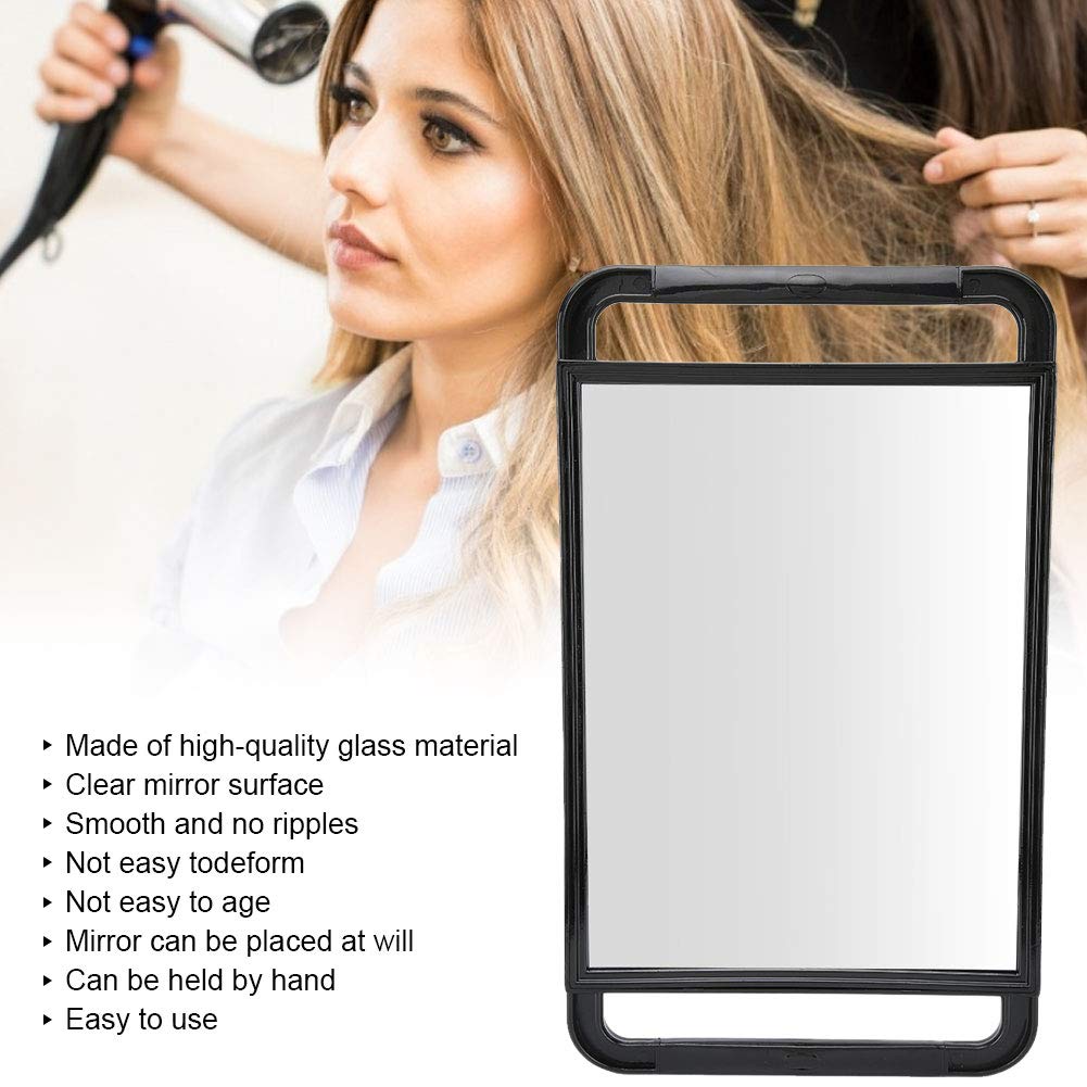 ViaGasaFamido Large Rectangle Makeup Mirror with Double Handle - Travel & Salon Shockproof Handheld Back Mirror for Home, Professional Hairdressing and Portable Beauty Use