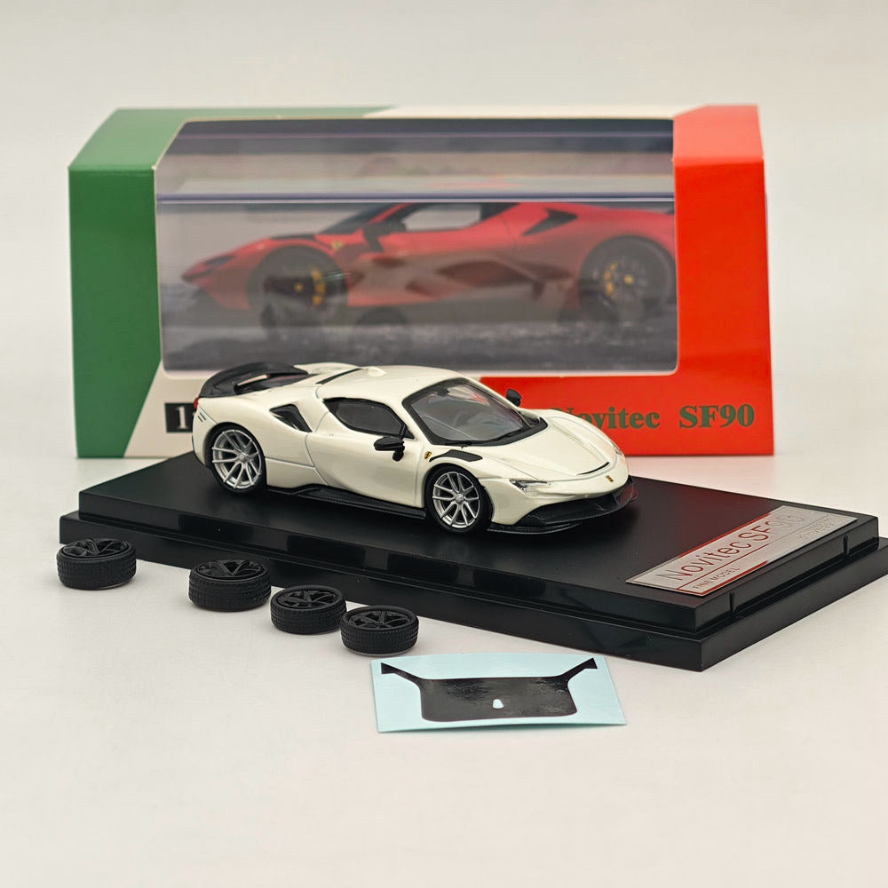 Novitec Ferrari SF90 1:64 Scale Diecast Model Car - White - Collectible Toy for Display, Gifts & Racing Enthusiasts