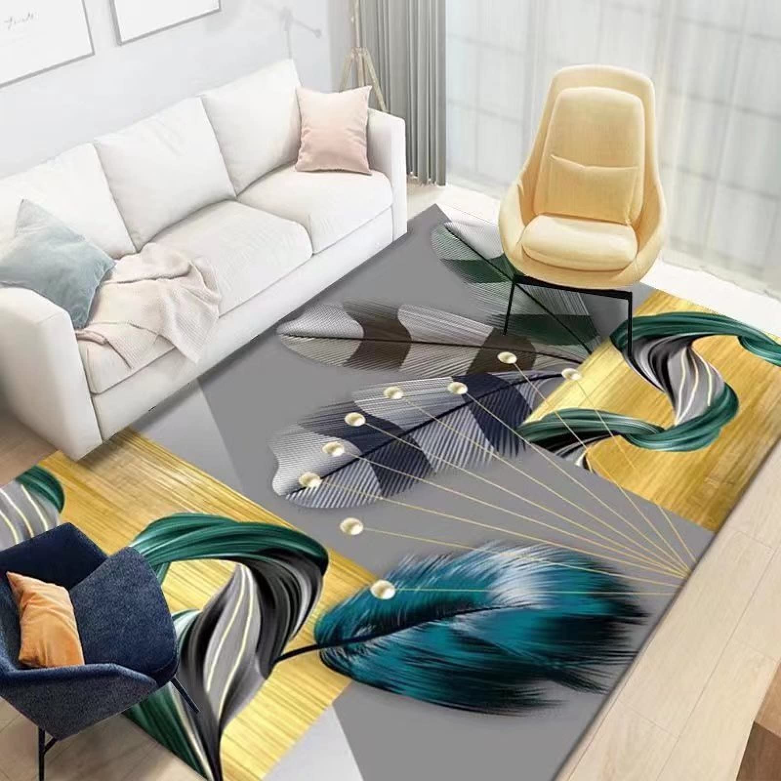 WSYKC Soft Durable Area Rugs - Non-Slip Rectangle Bedside & Living Room Carpet (63x90 Inches) - Perfect for Bedroom Decor & Home Comfort