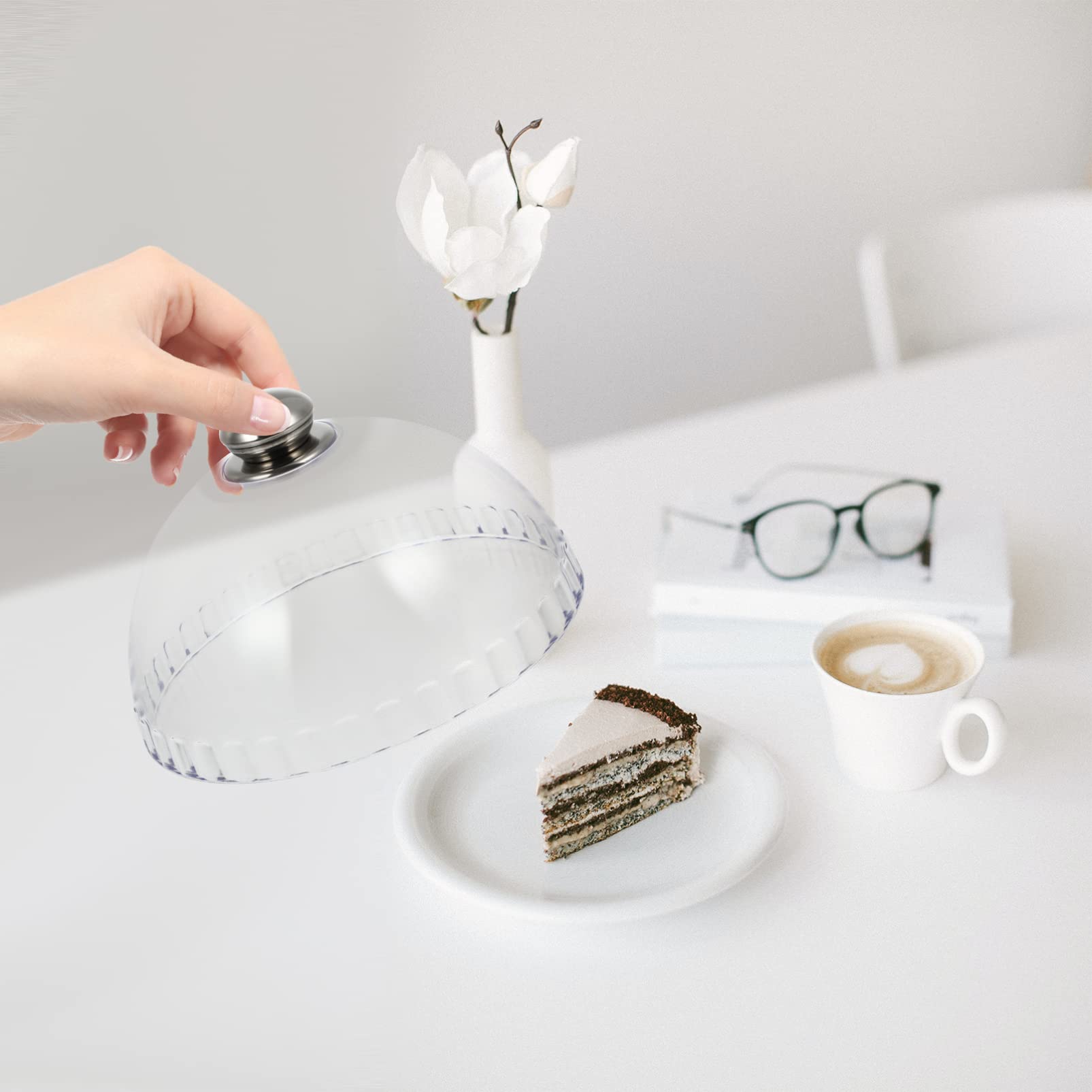 LIFKOME Clear Acrylic Cake Dome - 12 Inch Round Plastic Cake Stand with Cloche Cover for Dessert Display, Pastry Showcase, and Wedding/Birthday Party Table Decor