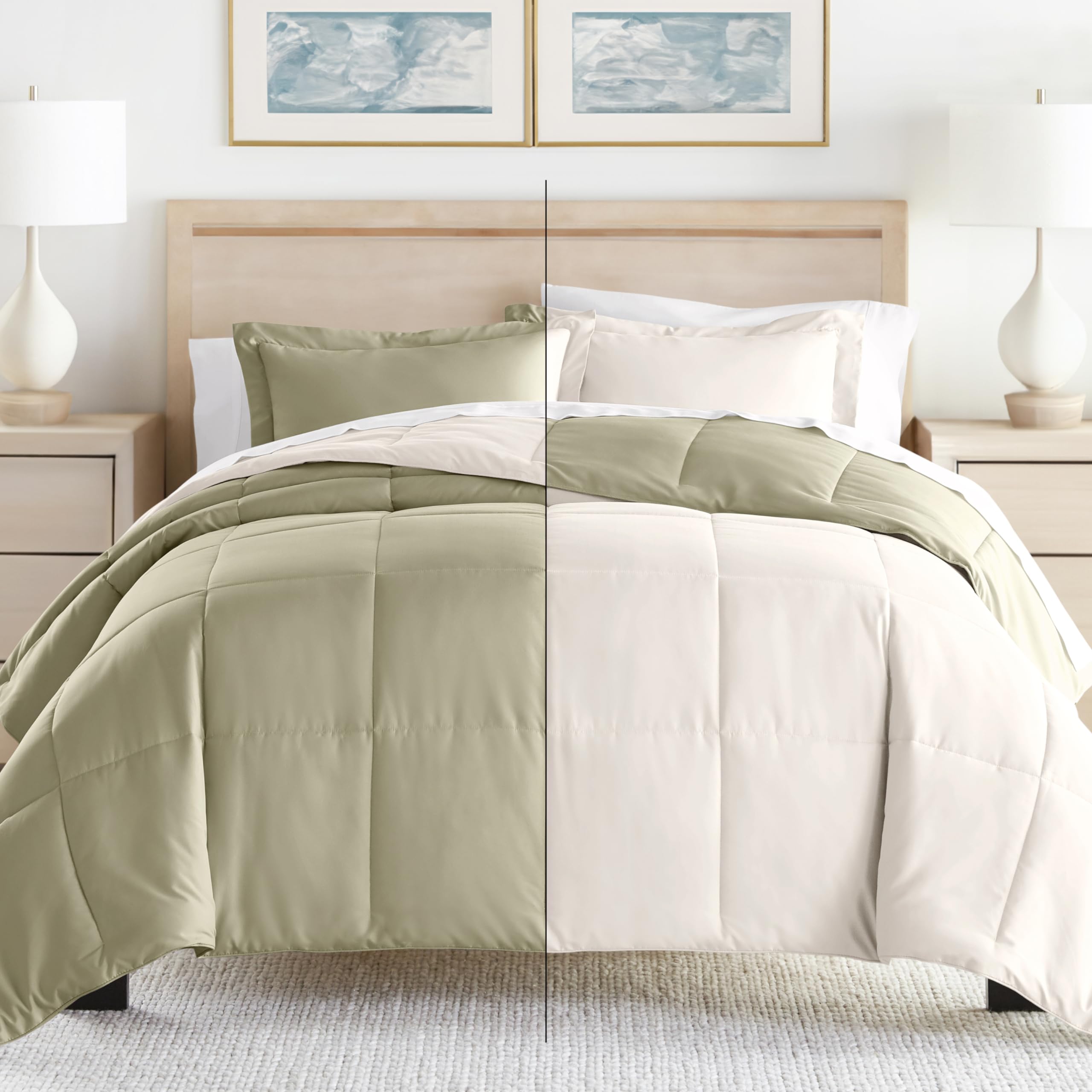 Luxury Reversible King Size Comforter Set (3 Piece) - Soft & Lightweight Down Alternative Bedding - Includes King Comforter & 2 Pillow Shams - Perfect for Master Bedroom, Guest Room & Cozy Home Decor