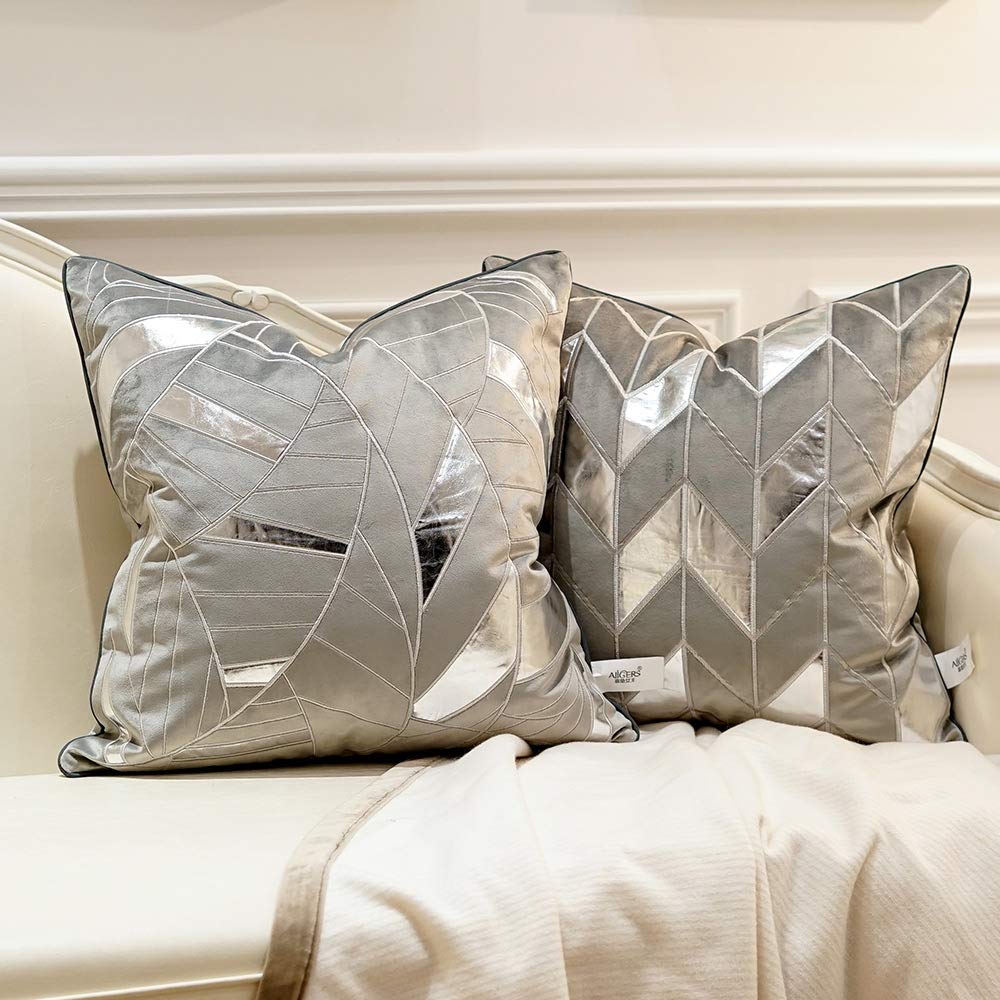 Avigers 20x20 Inch Grey Silver Striped Cushion Cover - Luxury European Style Decorative Throw Pillow Case for Sofa, Living Room, Bedroom & Car - Perfect for Home Decor, Cozy Comfort and Interior Design Accents