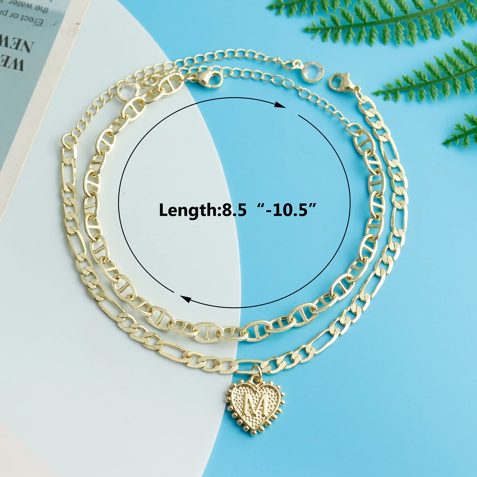 YANCHEN Personalized Initial Anklet for Women - Adjustable Gold Chain Ankle Bracelet with Angel Numbers - Summer Beach Jewelry for Vacation, Wedding, Party & Everyday Wear