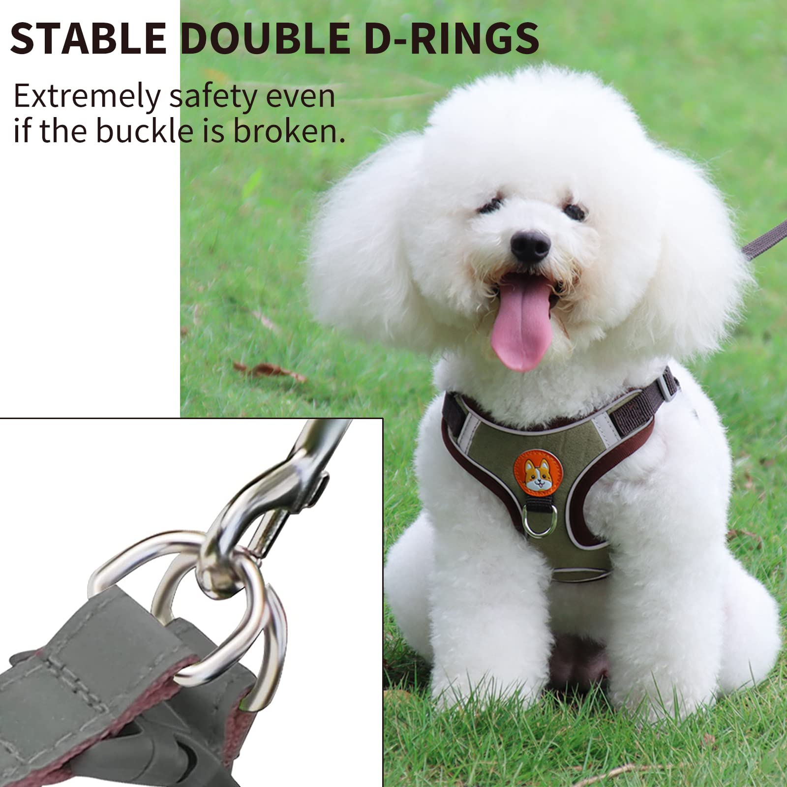 Adjustable No-Pull Reflective Dog Harness & Leash Set for Small to Medium Dogs - Comfortable Puppy Vest with 2 Leash Clips | Perfect for Walking, Training & Nighttime Safety