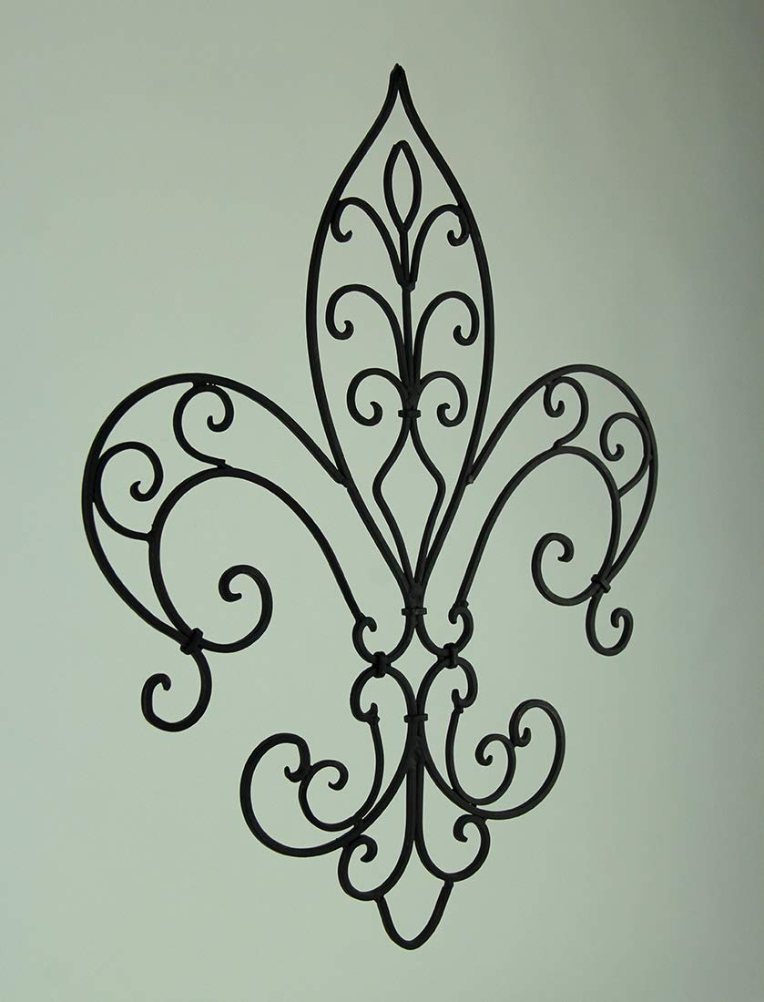 Handmade Wrought Iron Fleur de Lis Wall Decor - Elegant French Style Metal Wall Art for Living Room, Bedroom, or Garden Decoration