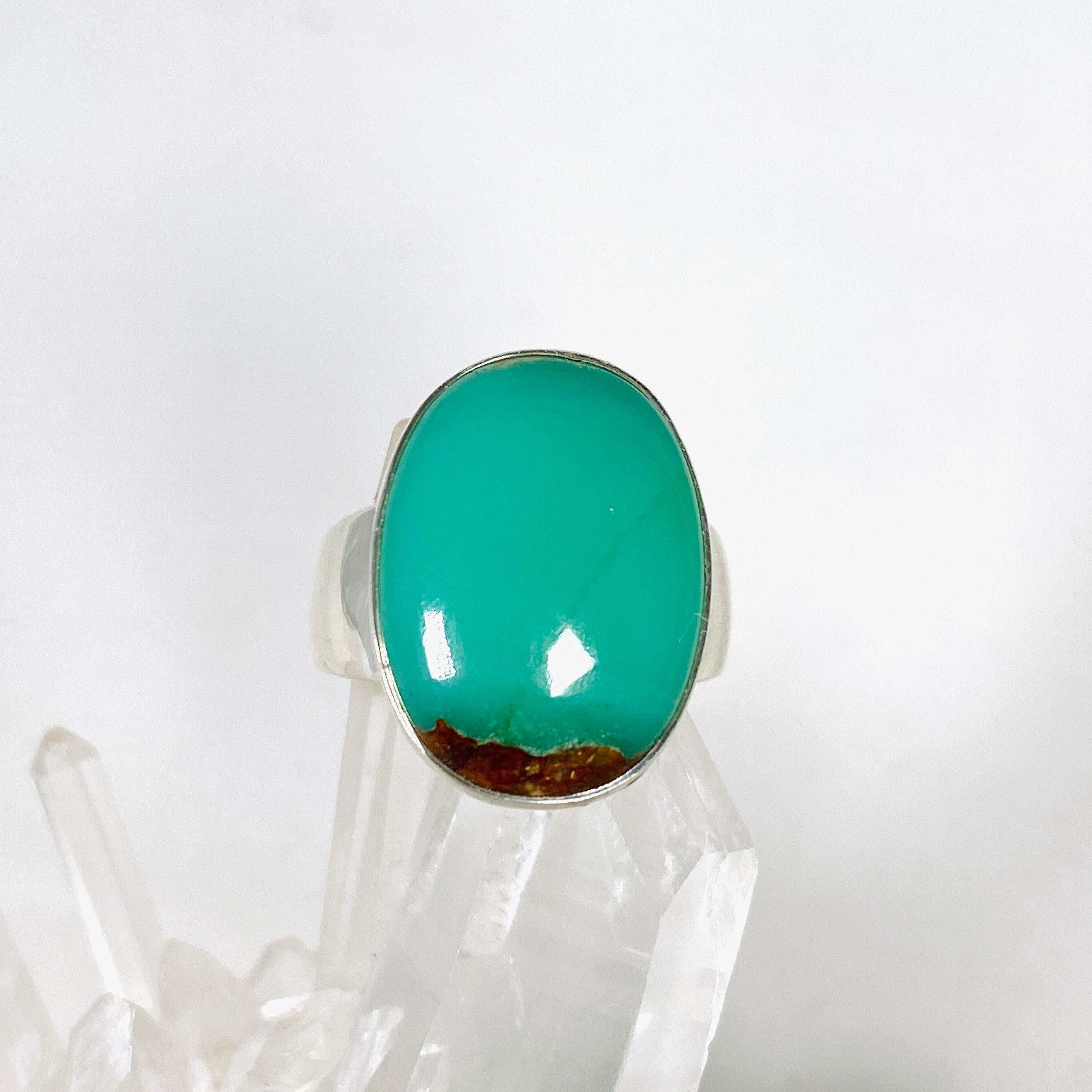 Chrysoprase Oval Ring Size 7 - KRGJ2943 | Elegant Green Gemstone Jewelry for Women, Perfect for Weddings, Parties & Everyday Wear