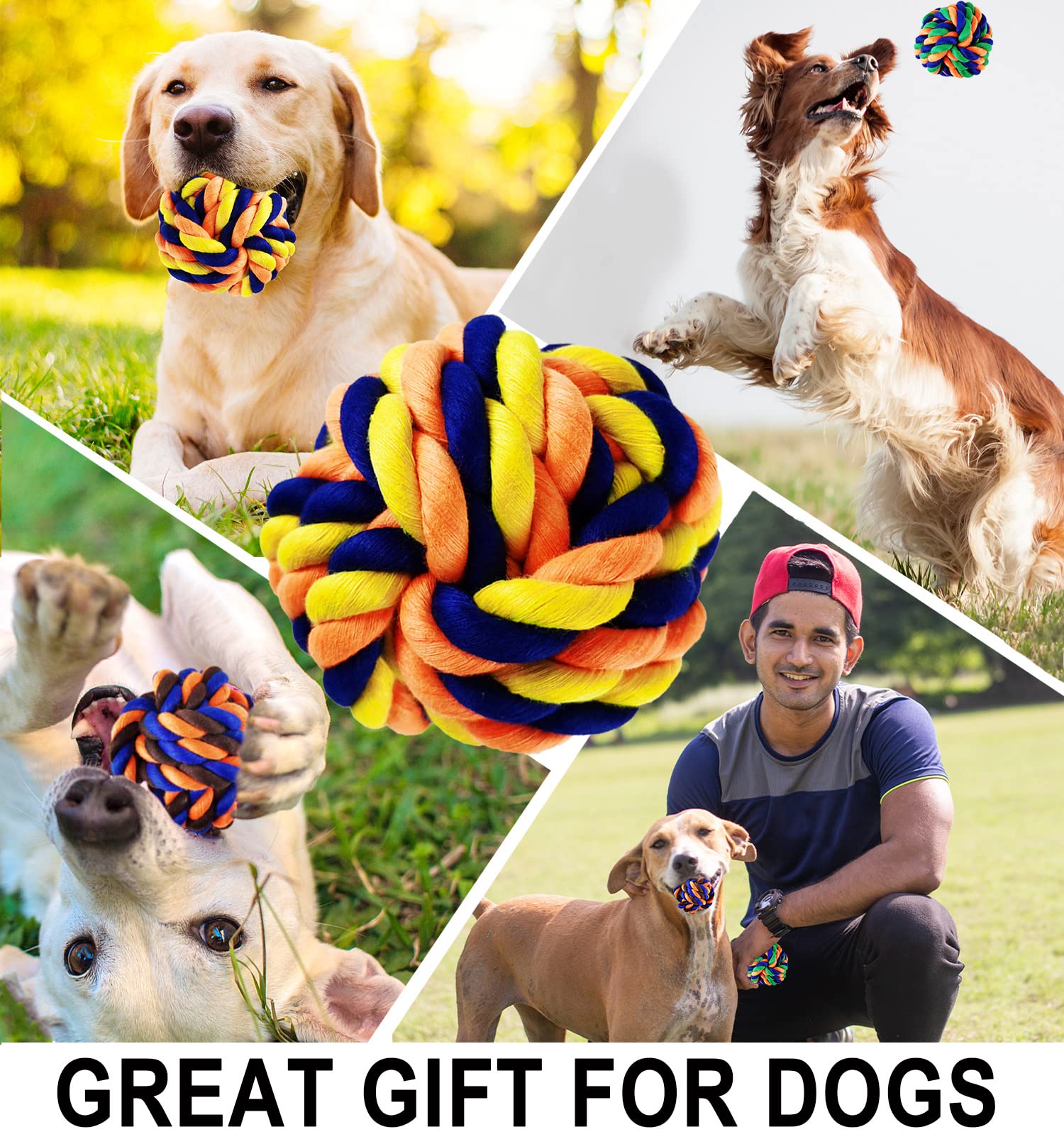 LosFong Tough Dog Chew Toys - 6 Pack Durable Balls & Rope Toys for Medium Large Breeds, Aggressive Chewers, Dental & Teething Toys | Perfect for Outdoor Play, Training, and Teeth Cleaning