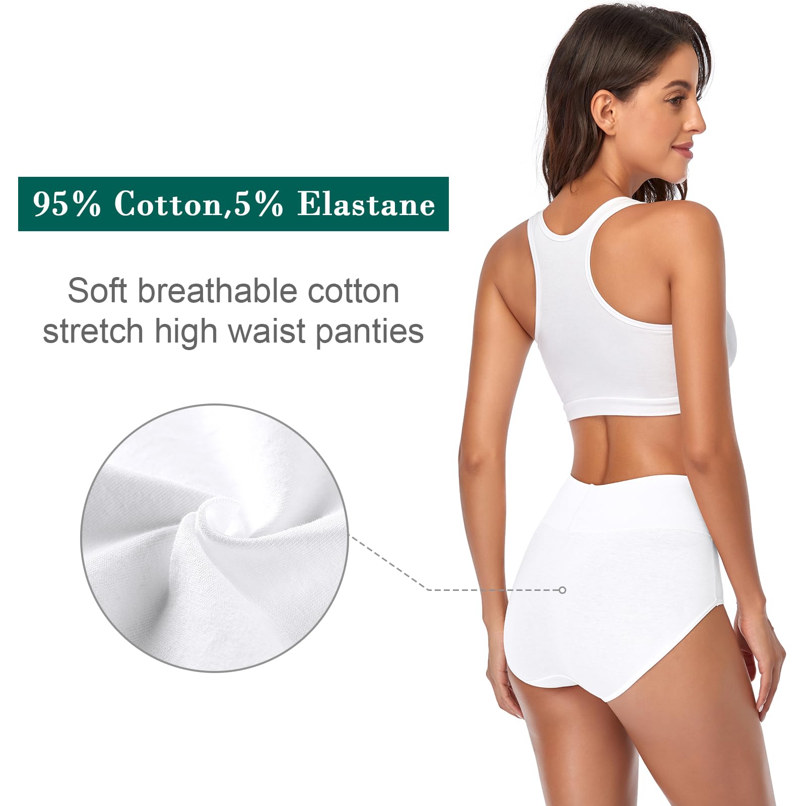 Annenmy Women's High Waist Cotton Underwear - Soft Breathable Brief Panties for Regular & Plus Size - Comfortable Everyday Wear for Work, Yoga & Sleep