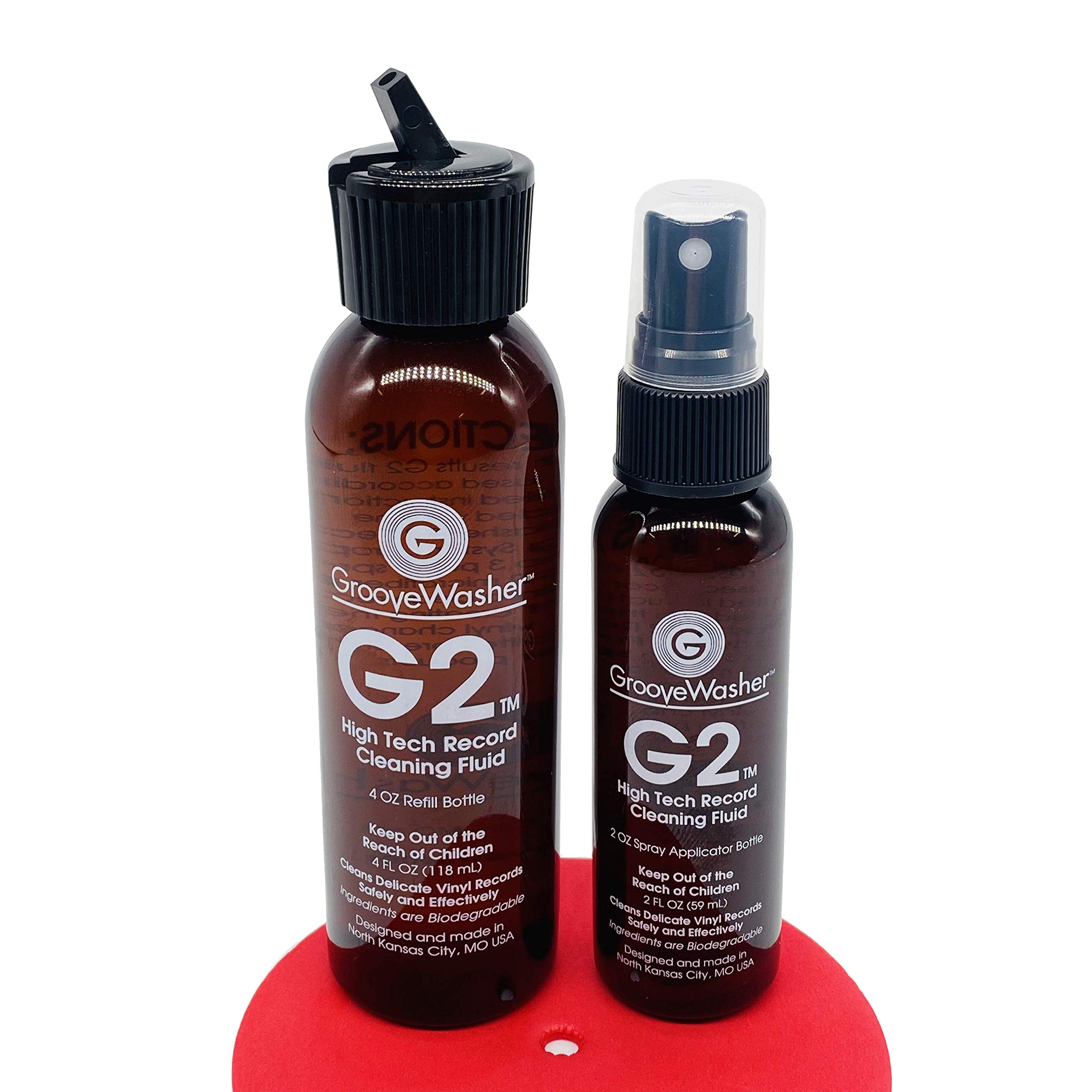 GrooveWasher G2 Record Cleaning Fluid Kit - Vinyl Record Cleaner Solution for LP, 12