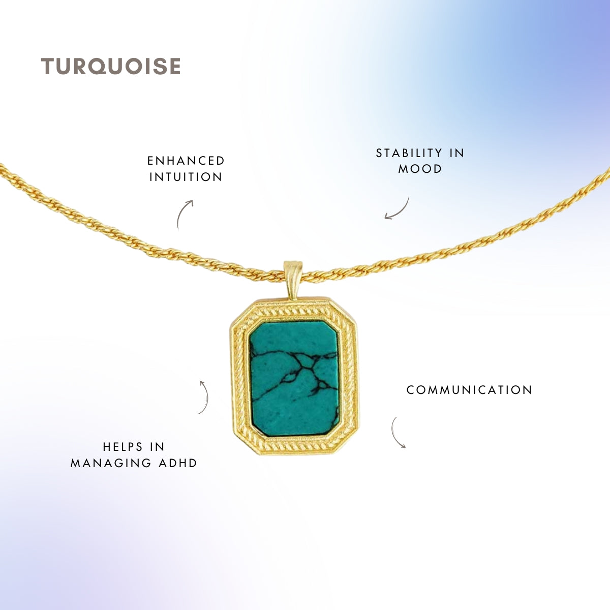 Soul Soothe Healing Pendant Necklace with Genuine Turquoise Stone - Spiritual Jewelry for Love & Relationships - Perfect for Meditation, Gifts & Energy Balancing