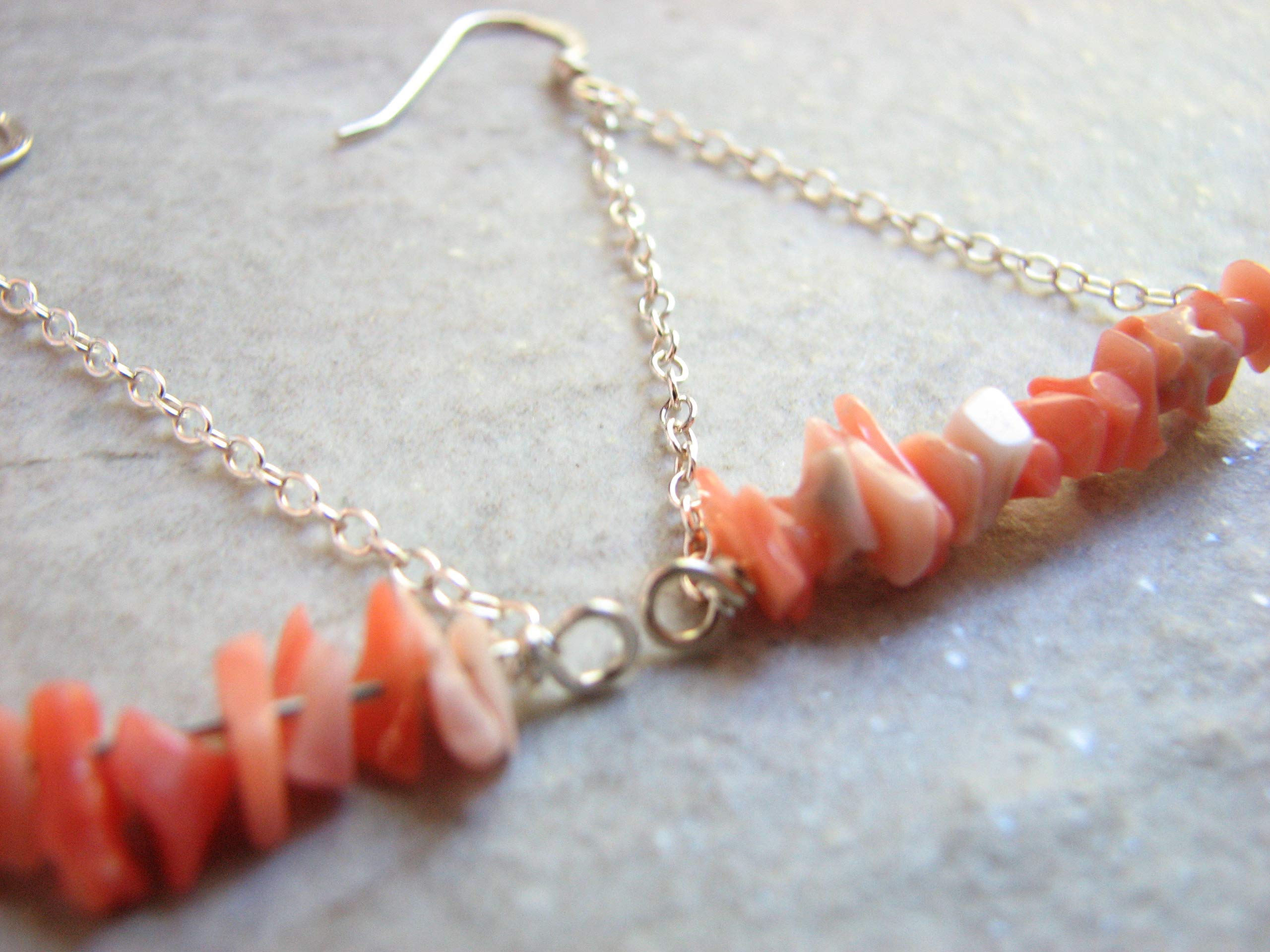 Sterling Silver Pink Shell Beaded Triangle Bar Earrings for Women - Dainty Boho Beach Jewelry Gift for Her - Perfect for Summer, Vacations & Special Occasions