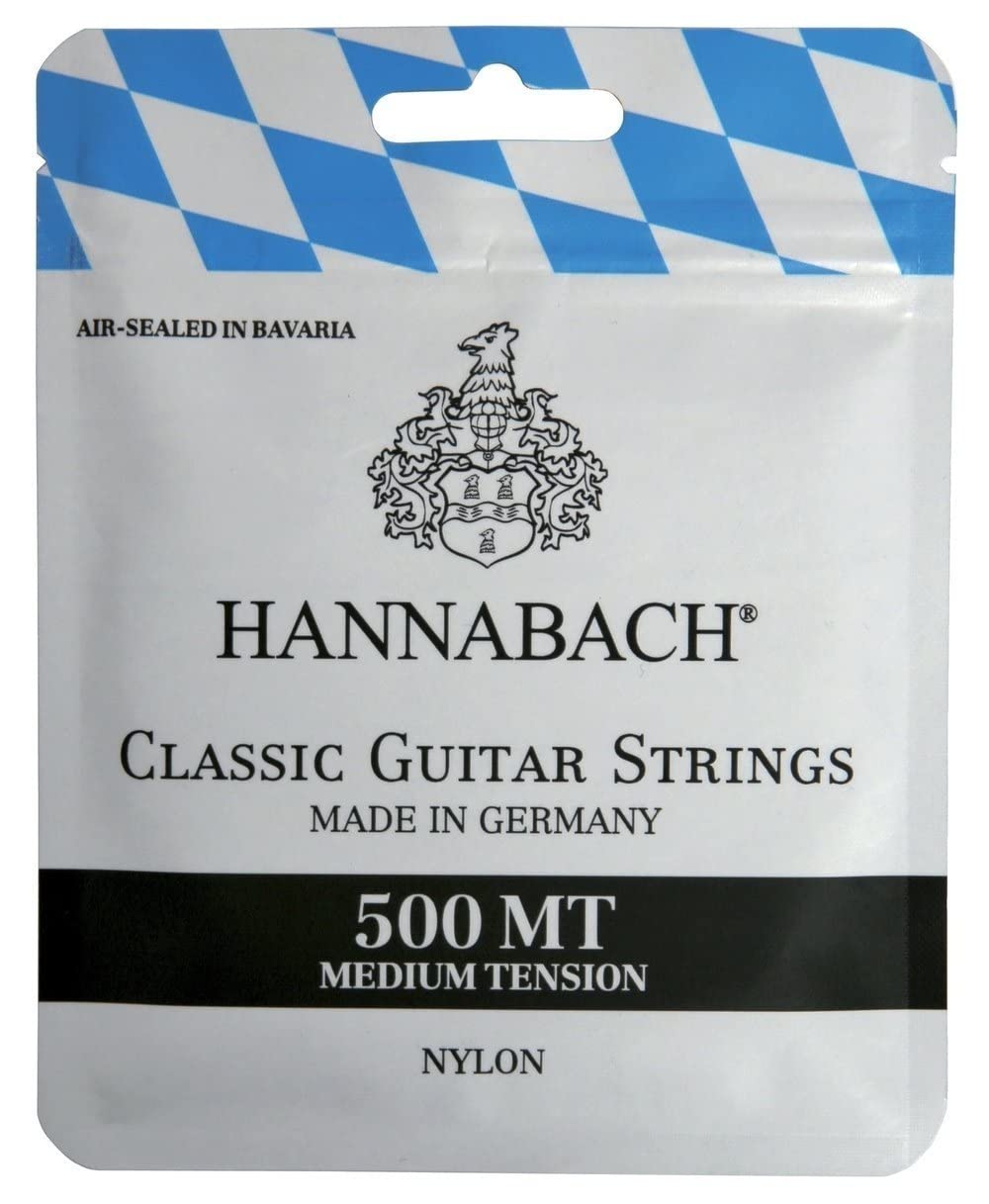 Hannabach Classic Guitar Strings Set - Medium Tension Nylon Filament with Silver-Plated Copper Wire (500MT) | Perfect for Classical Guitarists & Professional Performances