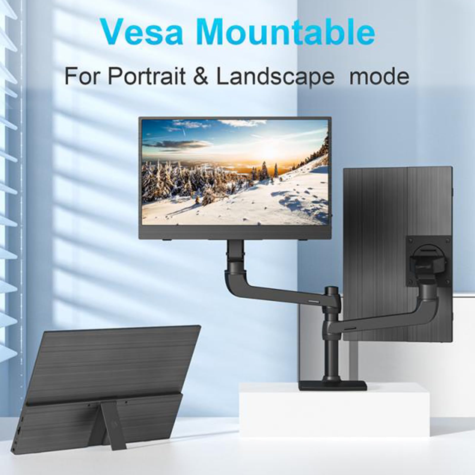 13.3 Inch Portable FHD 4K Monitor with 100% sRGB - Ultra Slim Travel External Display for Laptop, PC, Phone, Tablet & PS5 - Includes HDMI, USB-C & Power Cables - Perfect for Gaming, Work & Entertainment On-The-Go