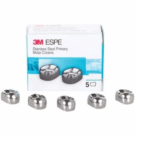 3M Stainless Steel Dental Crown Form #7 - Upper Left 1st Primary Molar (Box of 5 Crowns) | Durable Pediatric Dental Restoration for Kids | Perfect for Dentists & Pediatric Dental Clinics