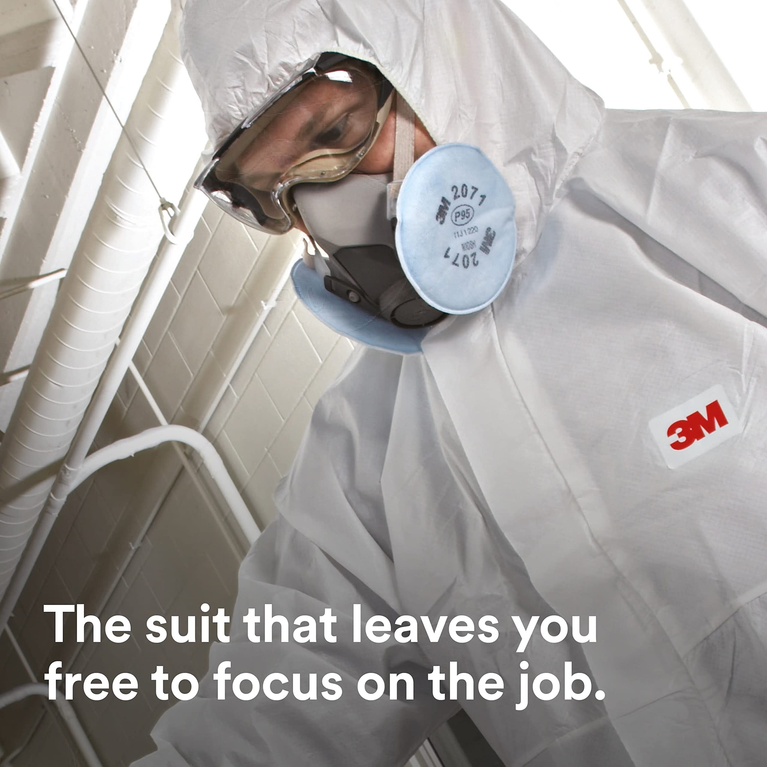 3M 4510 Disposable Microporous Laminate Coverall with Elastic Cuffs - White, Medium (25-Pack) | Protective Workwear for Healthcare, Construction & Industrial Safety
