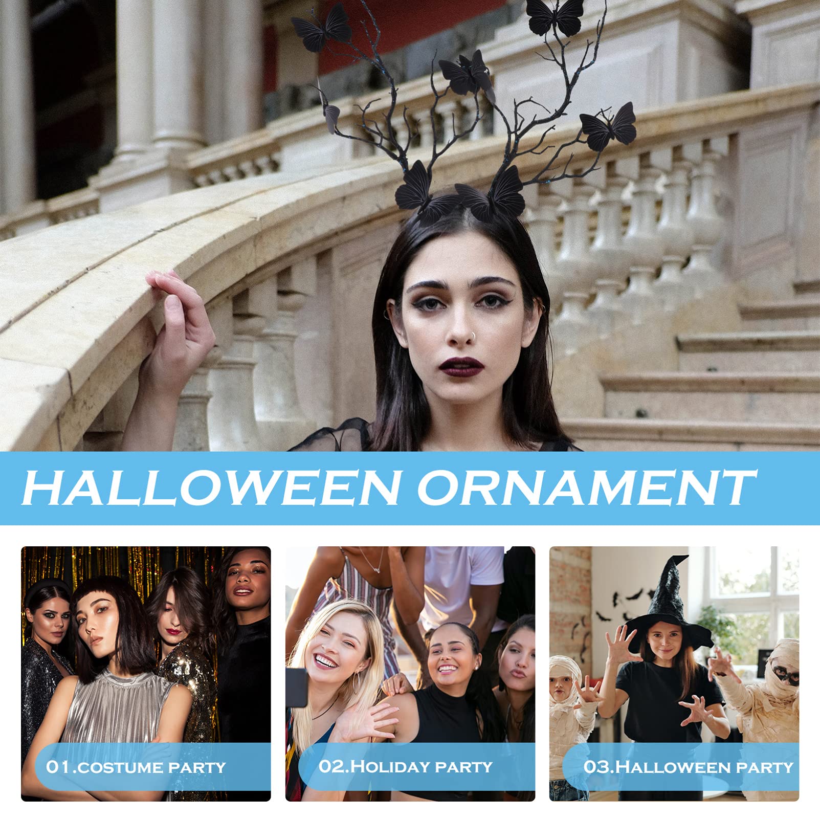 FRCOLOR Antler Headband for Women & Girls - Halloween Deer Horn Crown, Tree Branch Headpiece, Cosplay Headdress - Perfect for Halloween Parties, Costume Events, and Themed Photo Shoots