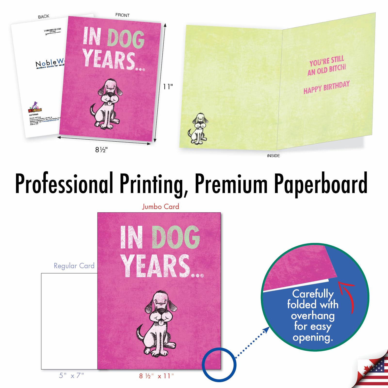Funny Jumbo Birthday Card for Dog Lovers - 8.5x11 Inch Large Animal Humor Greeting Card - Perfect for Birthday Parties, Gifts & Celebrations - NobleWorks J2573BDG