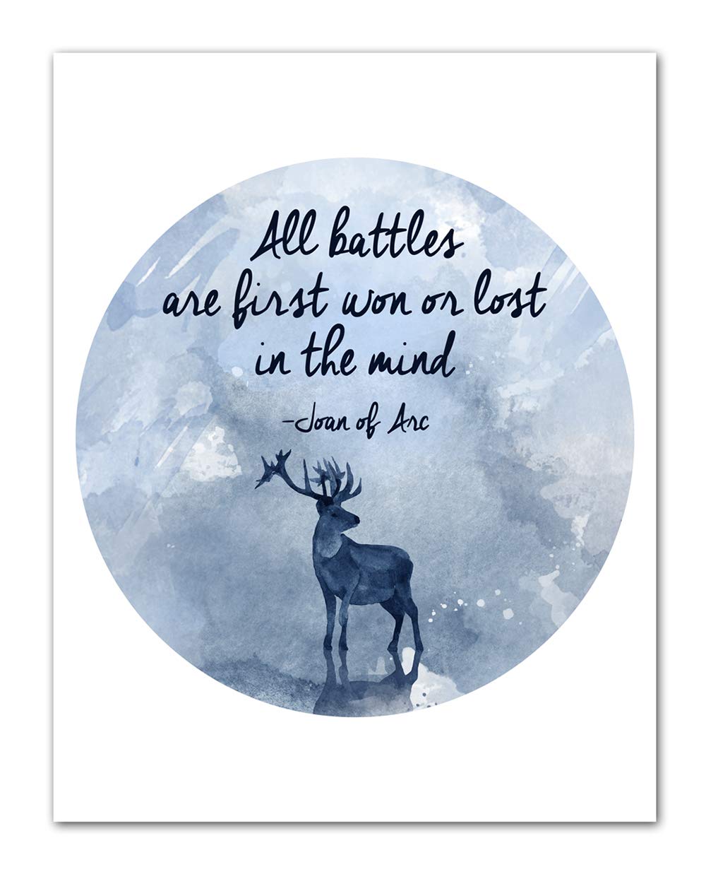 TJ Originals - Joan of Arc Christian Bible Quote Wall Art Print 11x14 Inches, Inspirational Bible Verse Decor for Home & Office, Motivational Gift for Family & Friends (Blue Stag) - Perfect for Living Room, Bedroom & Church Decor